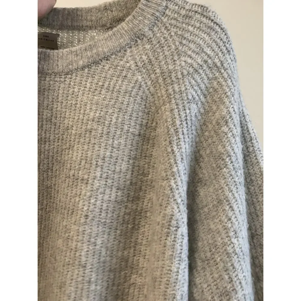 Zara Kids Girl Knit Sweater Winter Crew Neck Long Sleeve Gray Size 13-14 Y
